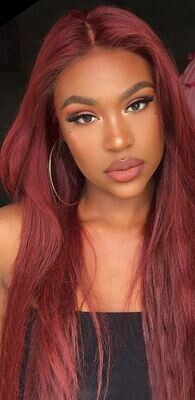 Peruvian Straight Hair Lace Front Wig Human Hair Wigs 99J Burgundy Pre-Plucked 13x4 Coloured Lace Front Human Hair Wigs for Women