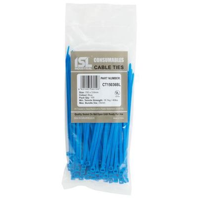 CABLE TIE 150X3.6MM BLUE 100PKT