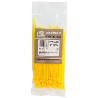 CABLE TIE 150X3.6MM YELLOW 100PKT