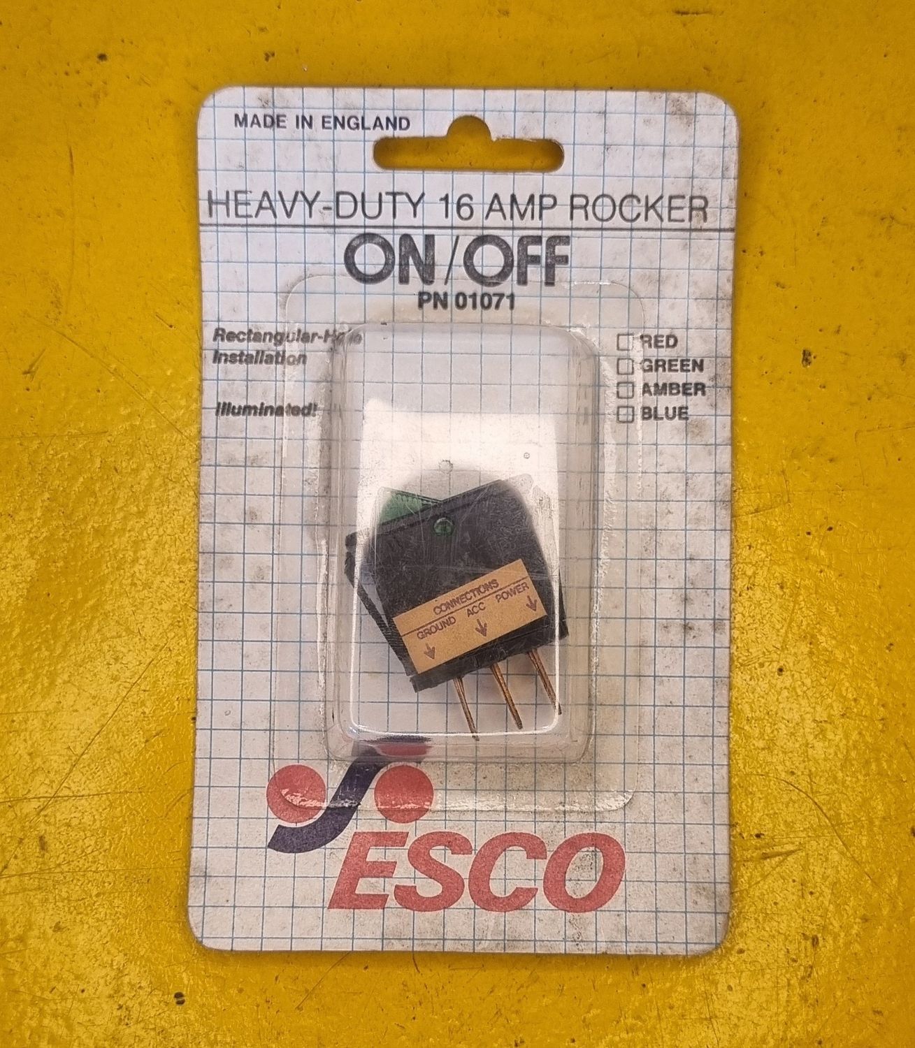 SWITCH ROCKER 16 AMP ON/OFF GREEN