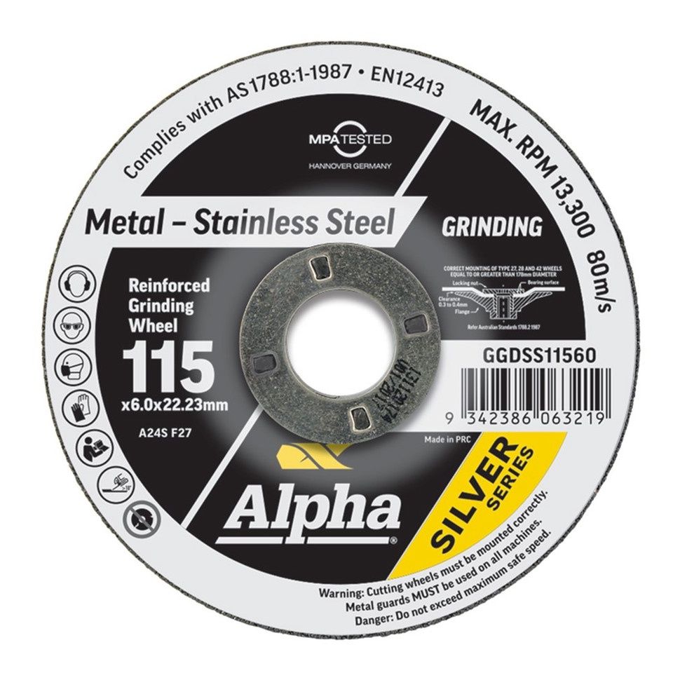GRINDING DISC 115MM X 6MM SILVER SERIES