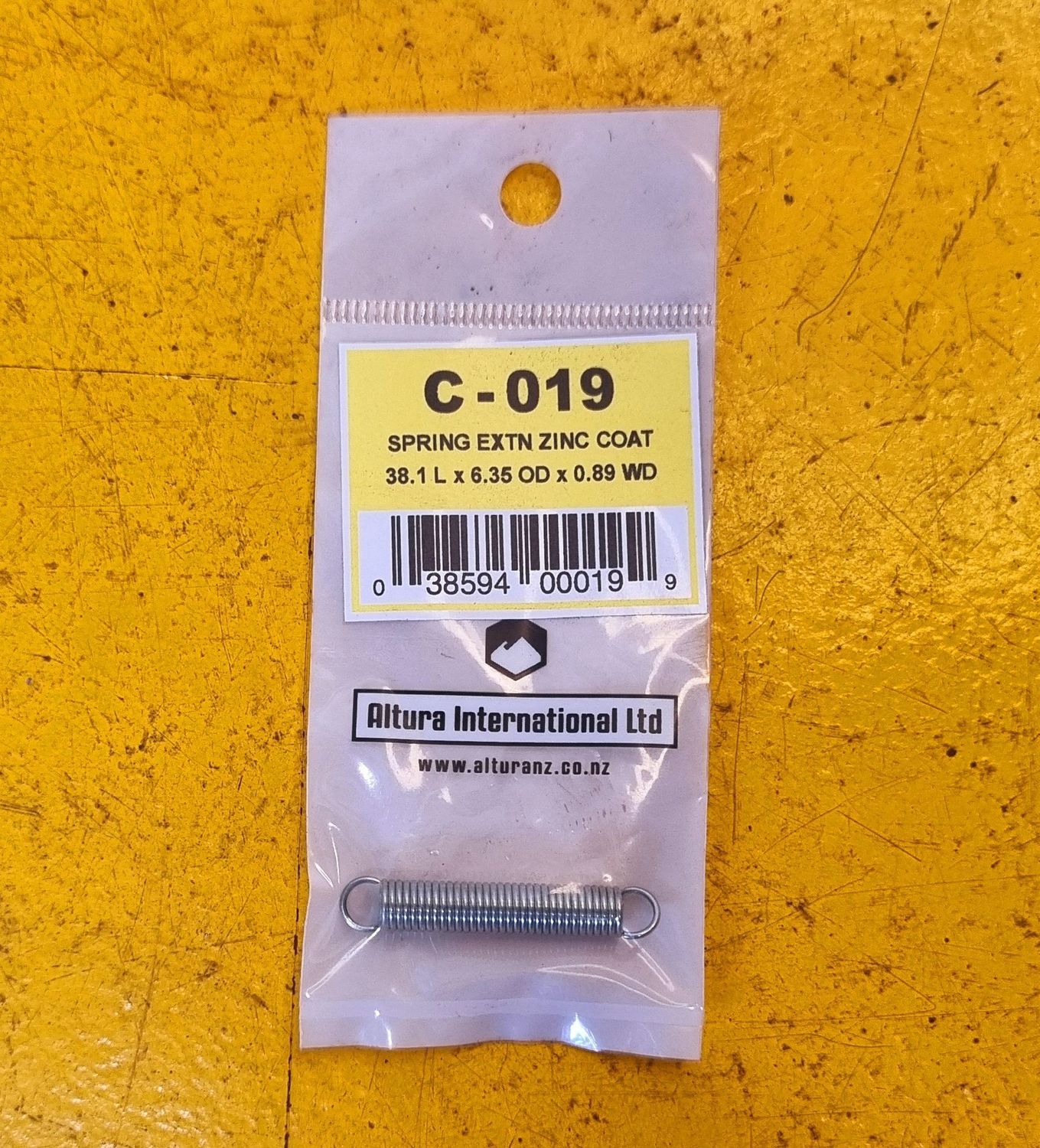 SPRING EXTN ZC 38.1 L x 6.35 OD x 0.89 WD