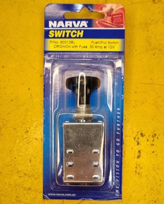 SWITCH PUSH PULL 30AMP 12V H/LAMP