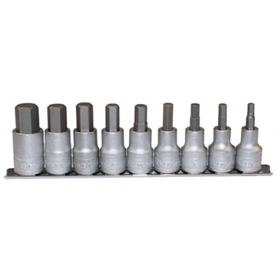 HEX BIT SOCKET SET 3/16-5/8 X 1/2DR 9PC TENG