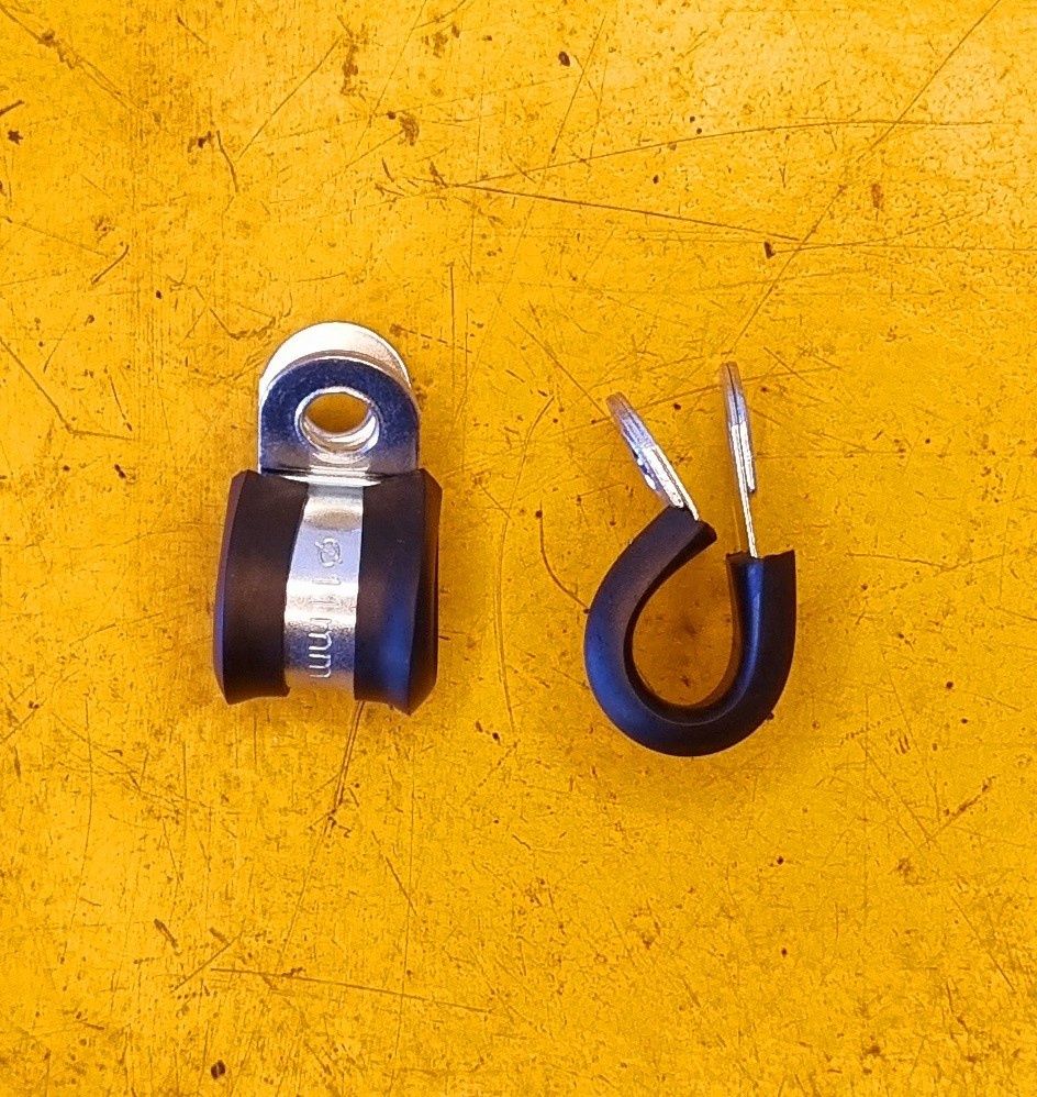 P-CLAMP 22MM STEEL RUBBER LINED