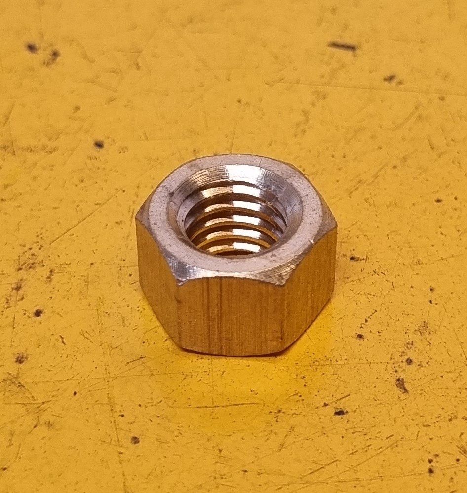 NUT 3/8 UNC MANIFOLD BRASS