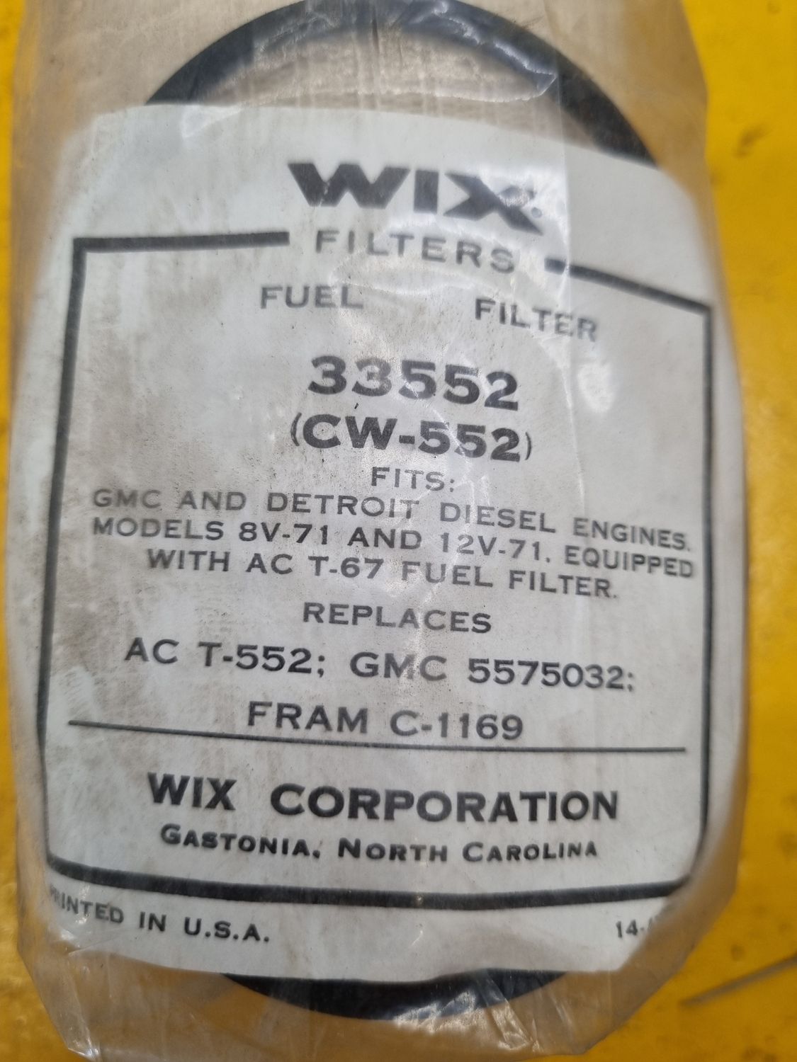 FUEL FILTER 33552 (CW-552), P550552,
