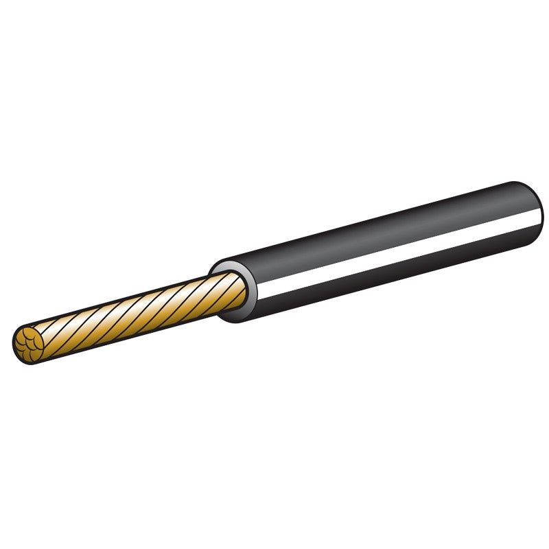 CABLE 4MM SINGLE CORE 25A BLK/WHT TRACER 1M