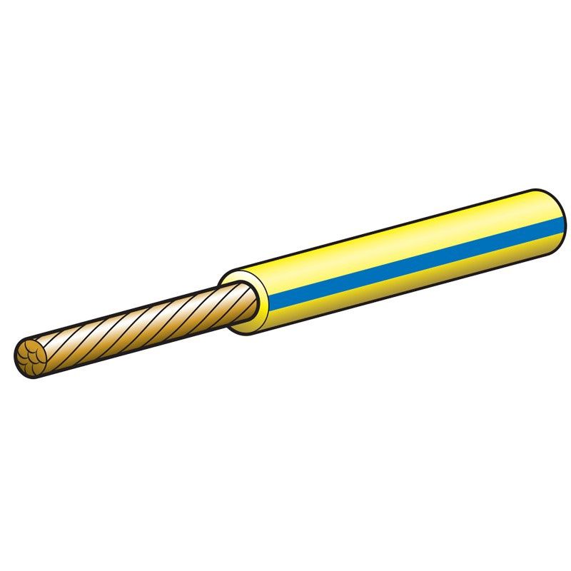 CABLE 4MM SINGLE CORE 25A YLW/BLU TRACER 1M