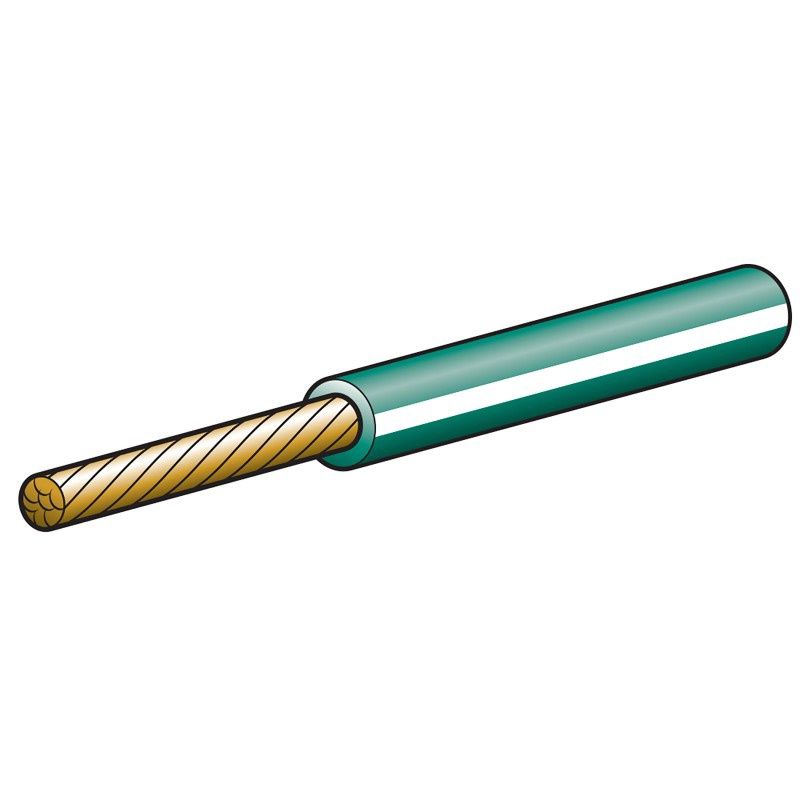 CABLE 4MM SINGLE CORE 25A GREEN/WHT TRACER 1M
