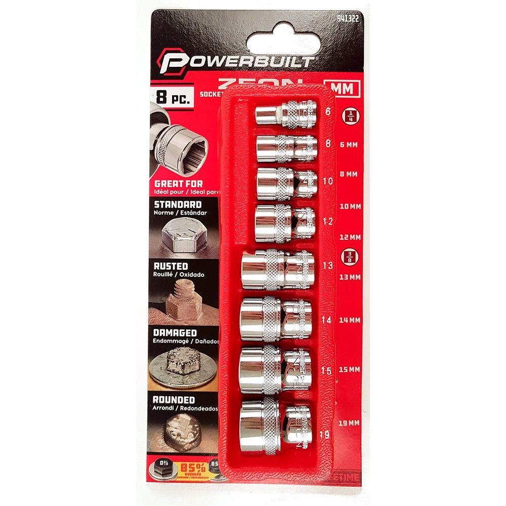 SOCKET SET METRIC ZEON 1/4-3/8DR 8PC