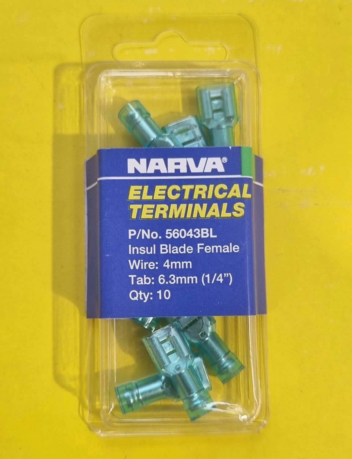 TERMINAL BLADE FEMALE INSUL BLUE 6.3MM POLYCARBONATE