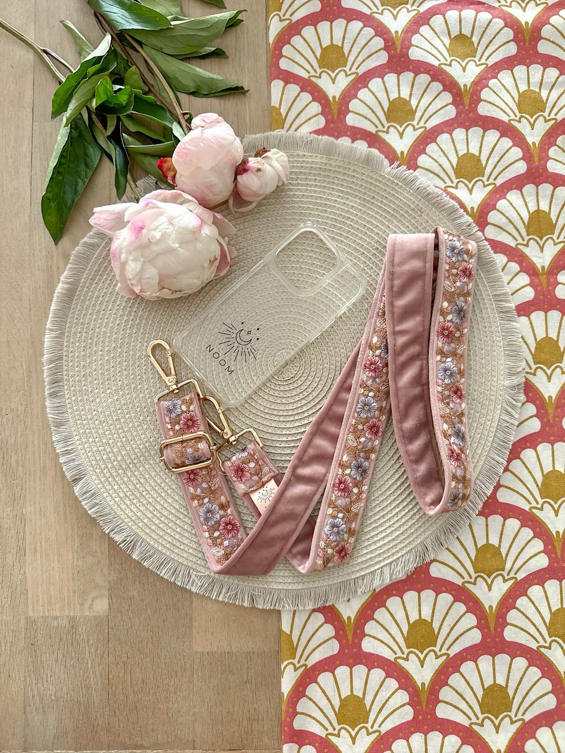 Velvet Flower Strap Roze / Paars
