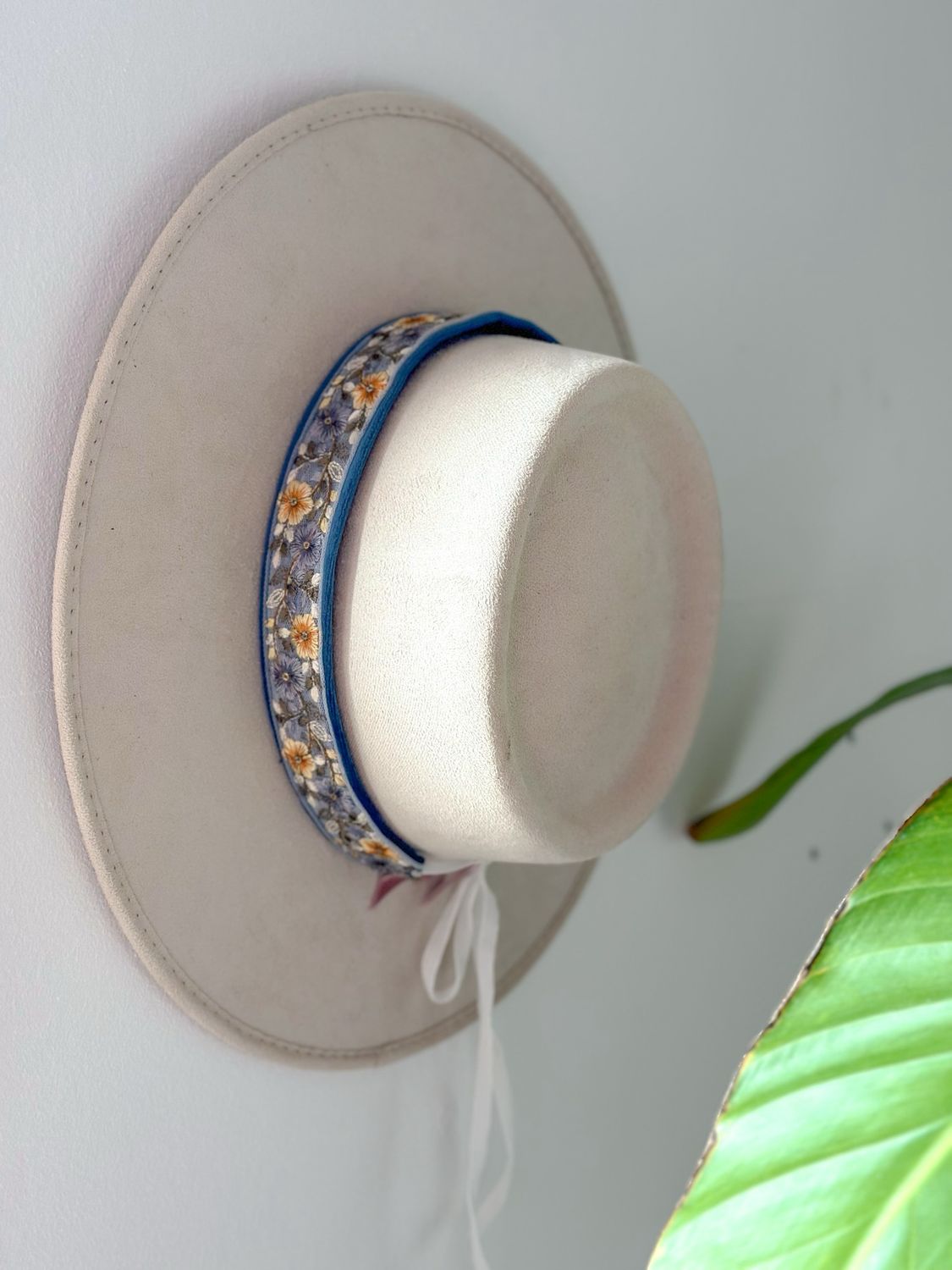 Hoedenband Velvet Blauw Flower Blauw/Geel