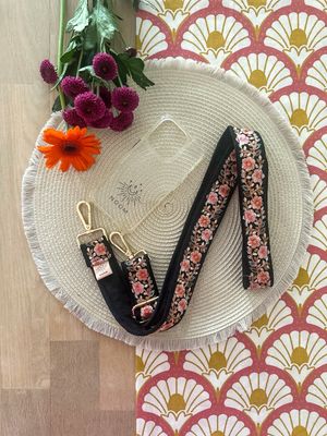 Velvet Flower Strap Roze/Zwart