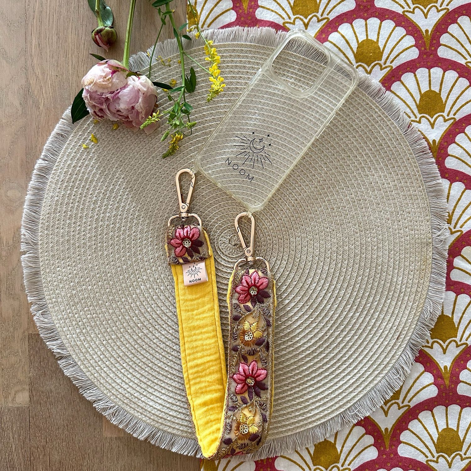 Korte Mousseline flower Strap Butter Yellow