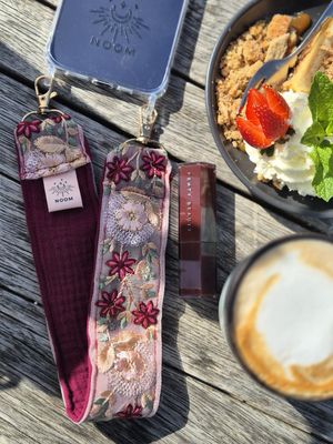 Korte Mousseline Flower Strap Bordeaux