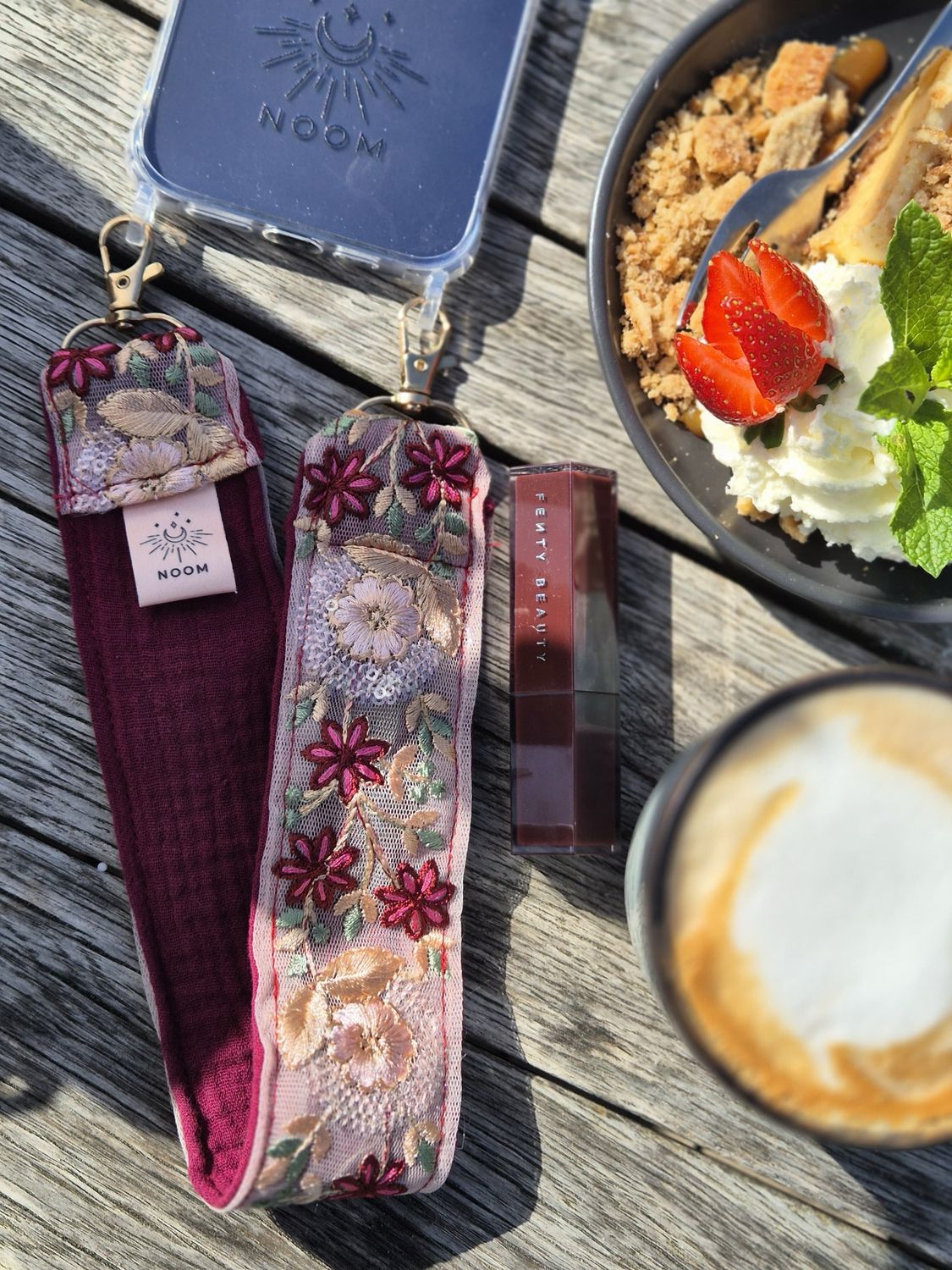 Korte Mousseline Flower Strap Bordeaux