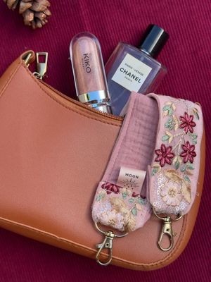 Korte Mousseline Flower Strap Roze