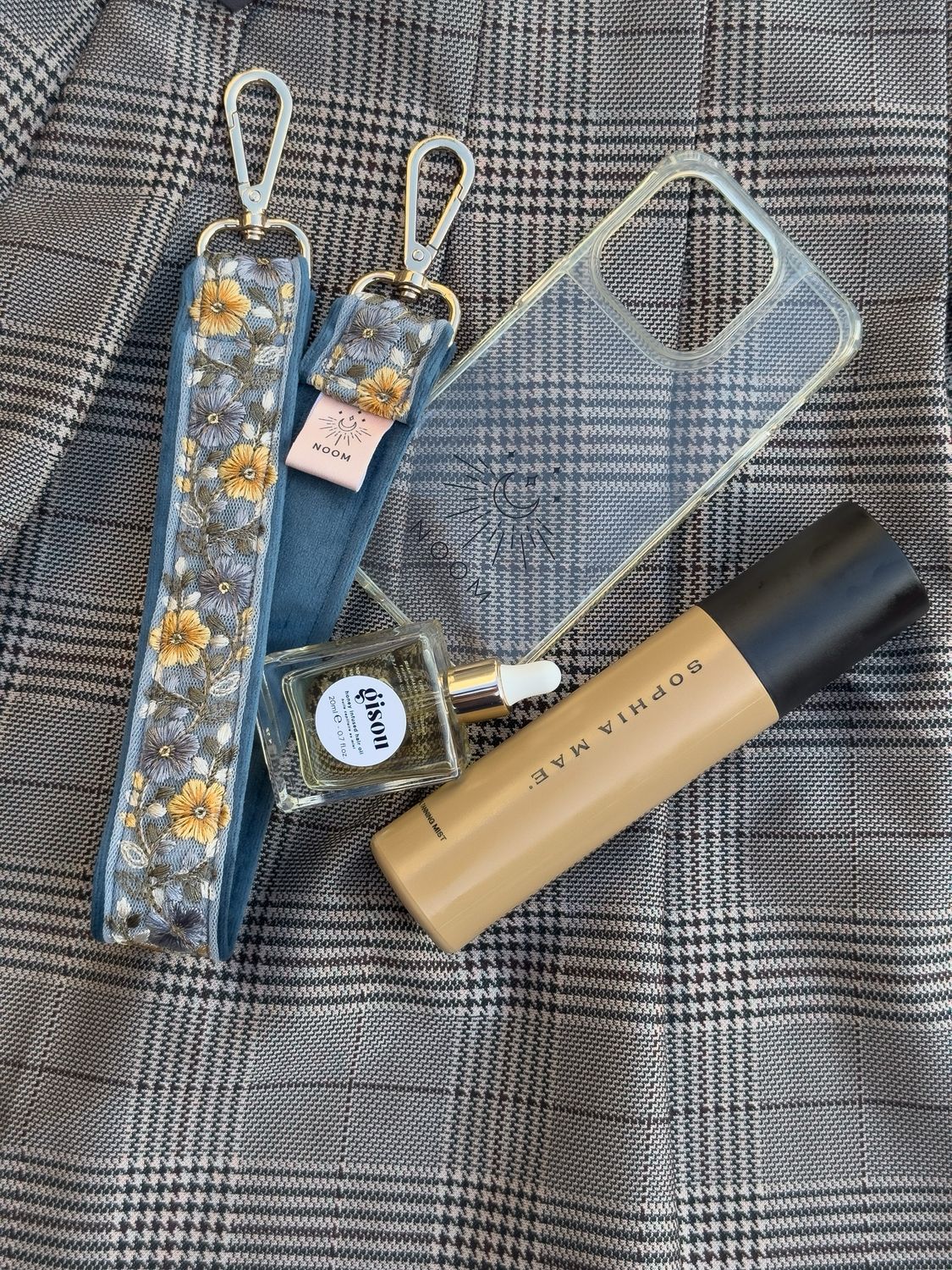 Korte Velvet Flower Strap Blauw / Geel