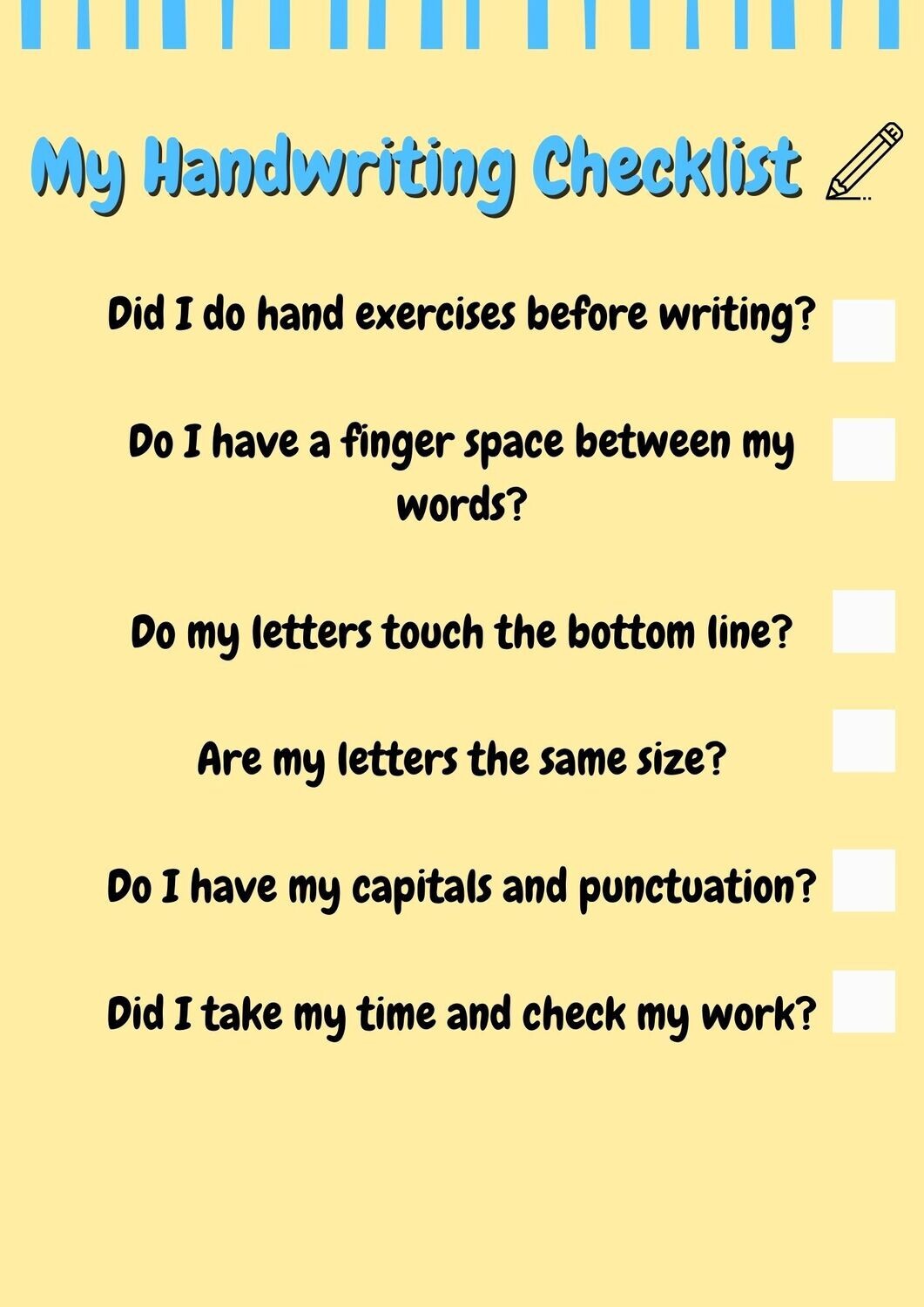Free Handwriting Checklist!