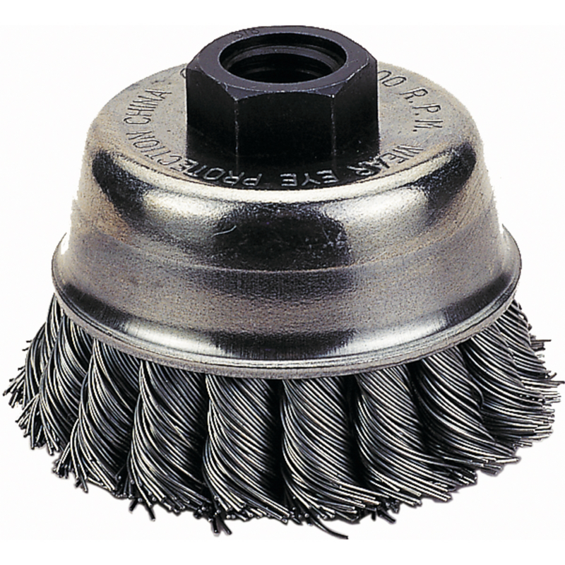 CUP BRUSH, 3" KNOTTED WIRE