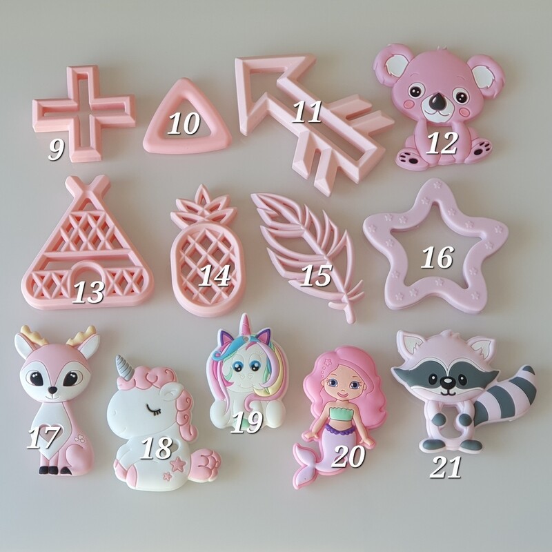 Silikon Beissanhänger Rosa &amp; Pfirsich