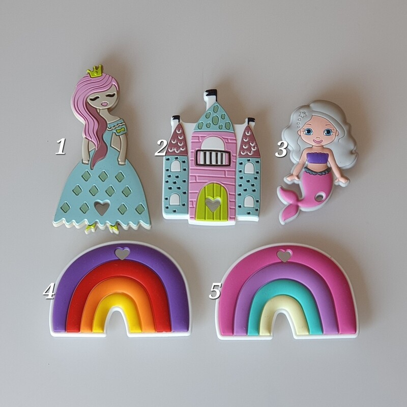 Silikon Beissanhänger Farbig, Pink &amp; Violett