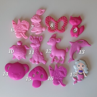 Silikon Beissanhänger Farbig, Pink &amp; Violett