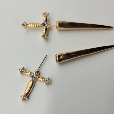 Sparkling Sword Earring Jackets - Gold