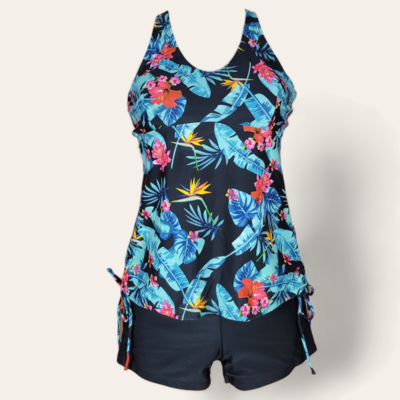Vacay Vibes: Tropical Print Drawstring Swim Suit