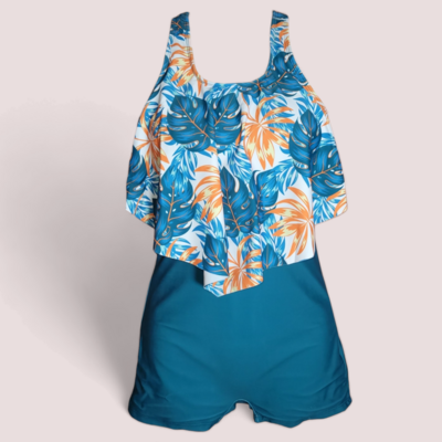 Paradise Found: Tropical Print One Piece - Teal