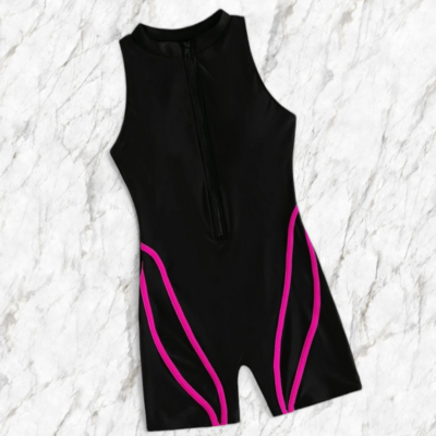 Sassy Splash: Zip-It-Up Jumpsuit Swimsuit - Pink