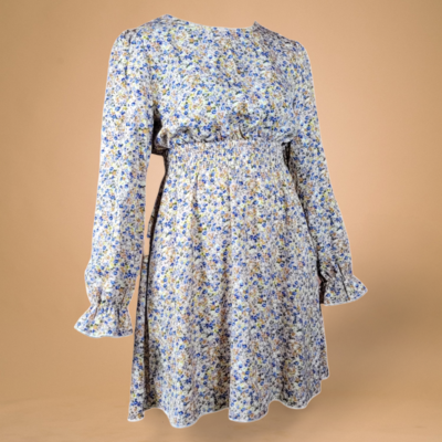 Floral Fantasy: Flutter Sleeve A-Line Dress