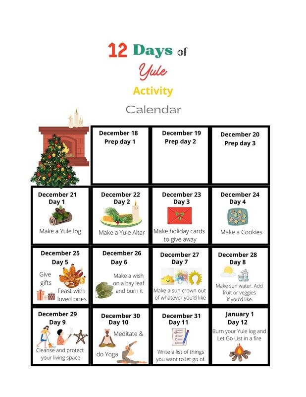 12 Days of Yule Activity Calendar