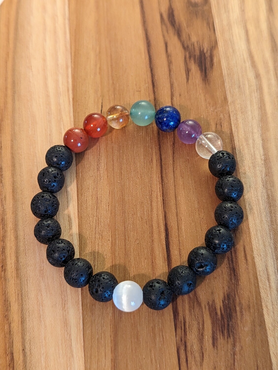 Chakra Bracelet - 1 bead - 8mm Lava Rock + Power Stone