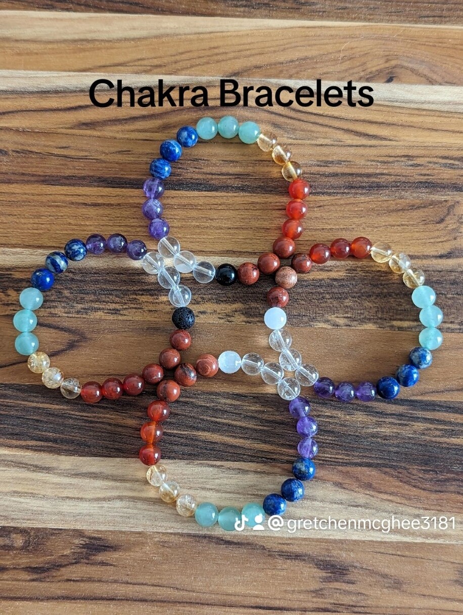 Chakra Bracelet - Power Stone + Three Bead - 8mm