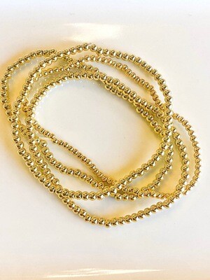 2.5mm Single Strand Gold Beaded Bracelet