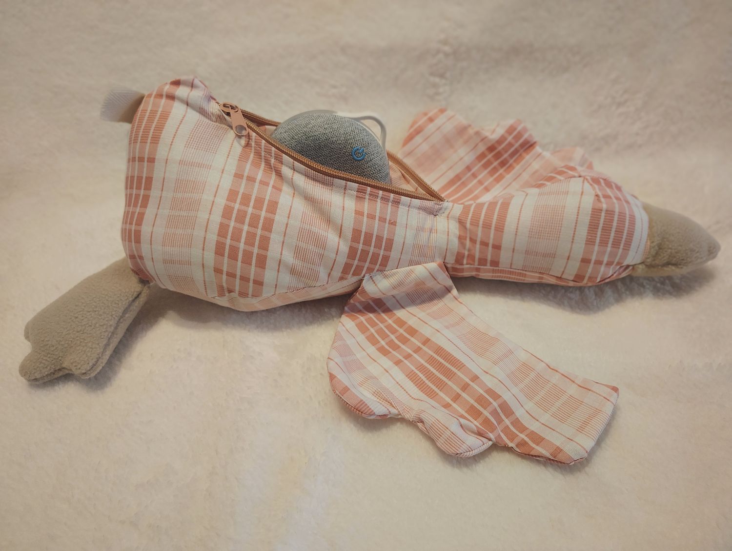 Pink Plaid Large Cuddle Goose - Cotton