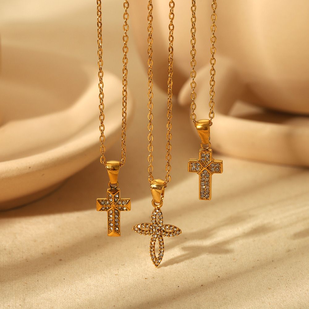 Gold Cross with crystals