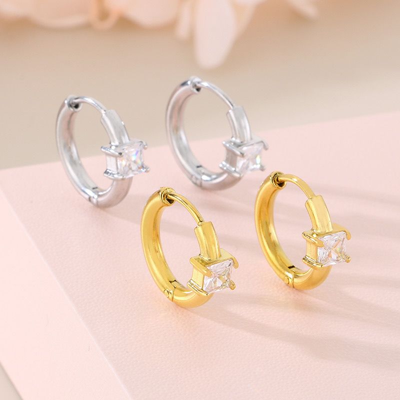Hoops with clear zircon