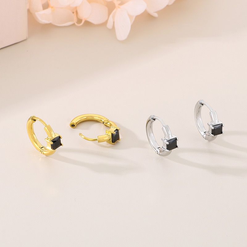 Hoops with black zircon