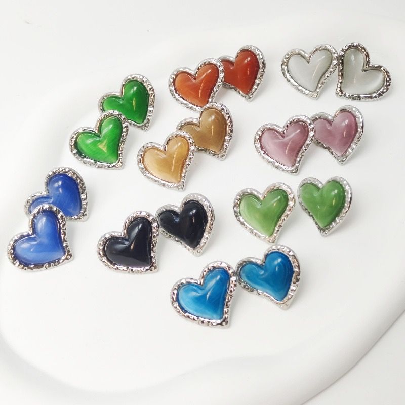 Silver heart earrings