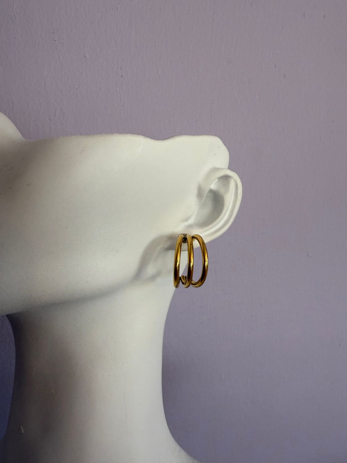Triple gold hoops