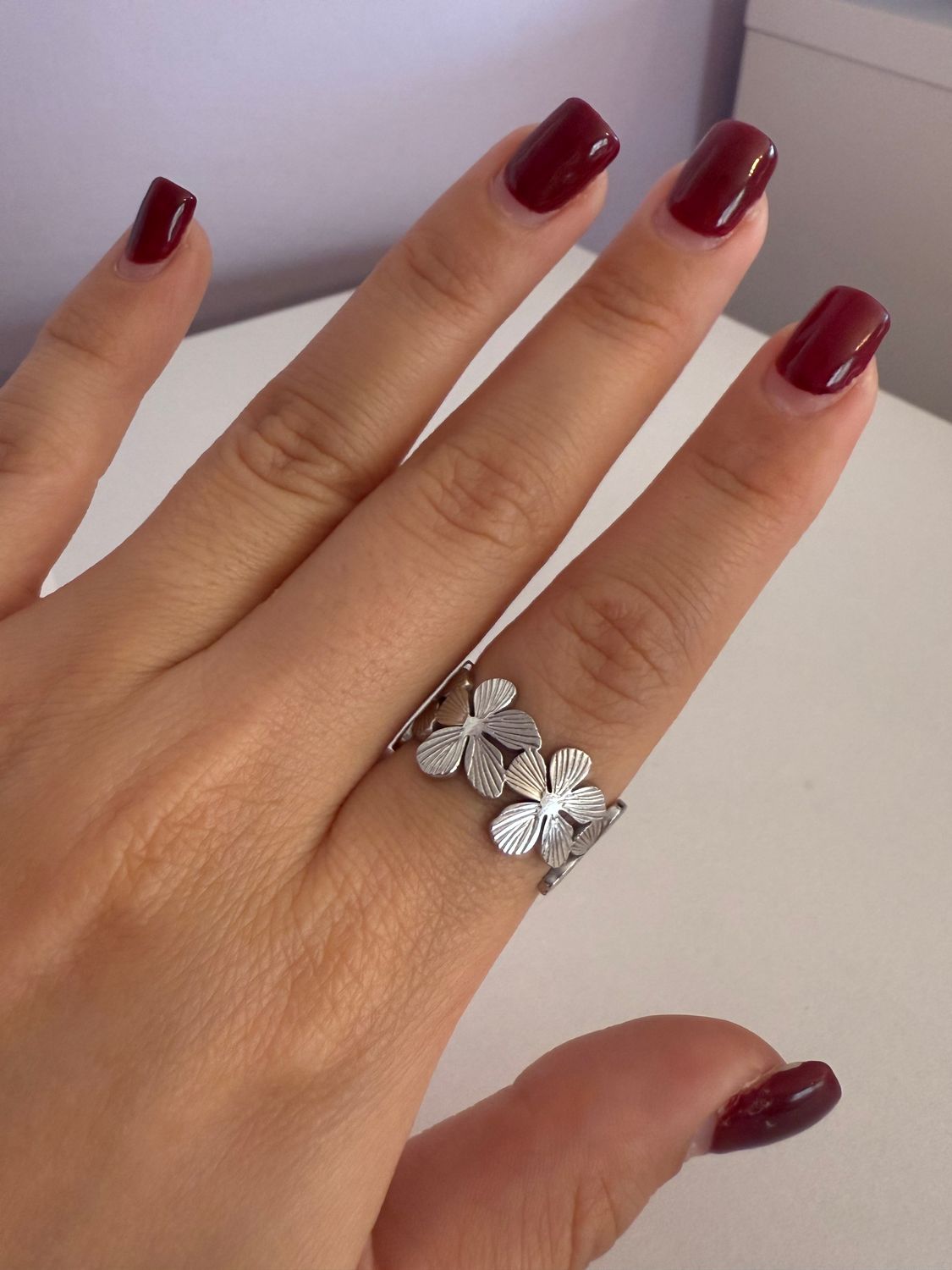 Flower silver ring