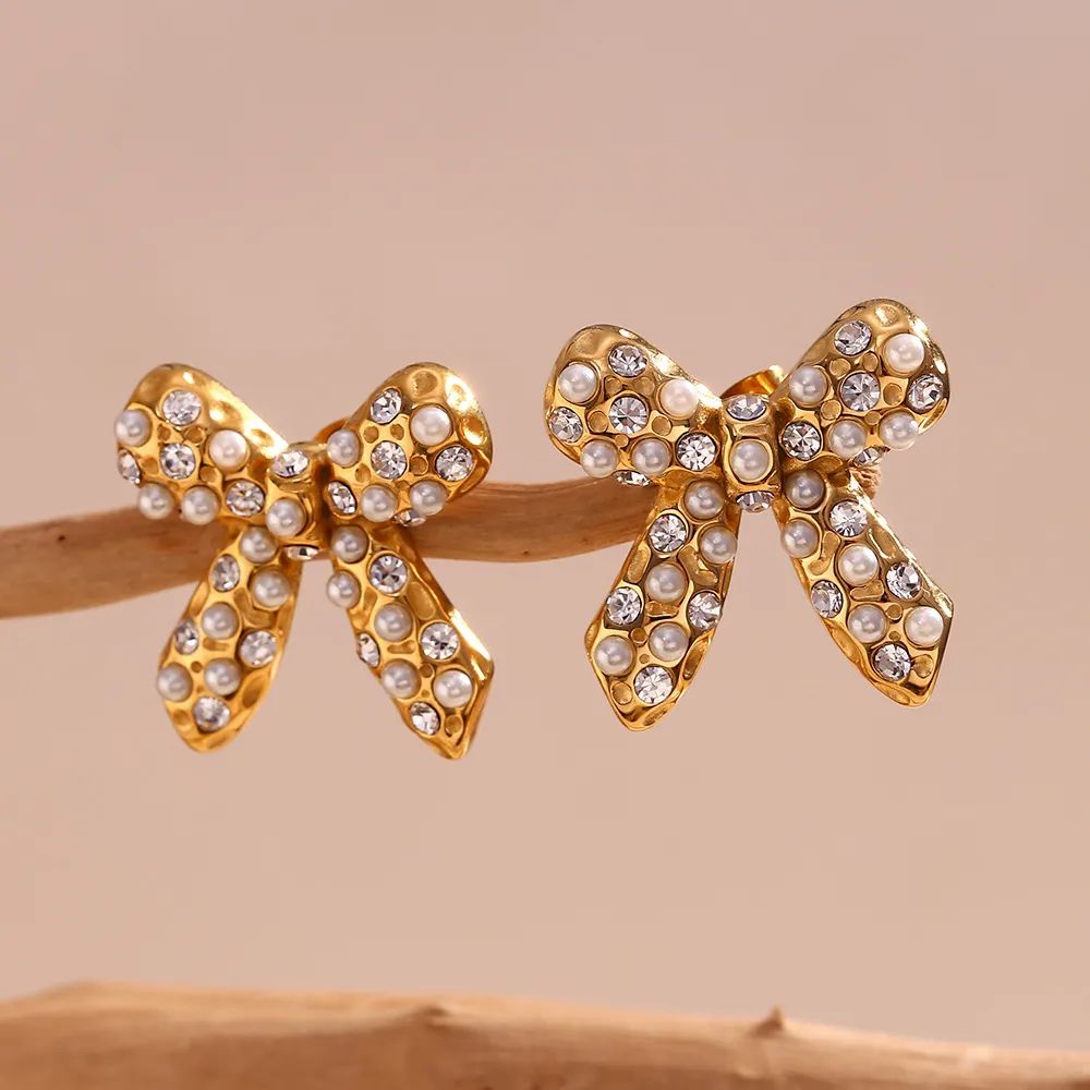 Bow earrings gold