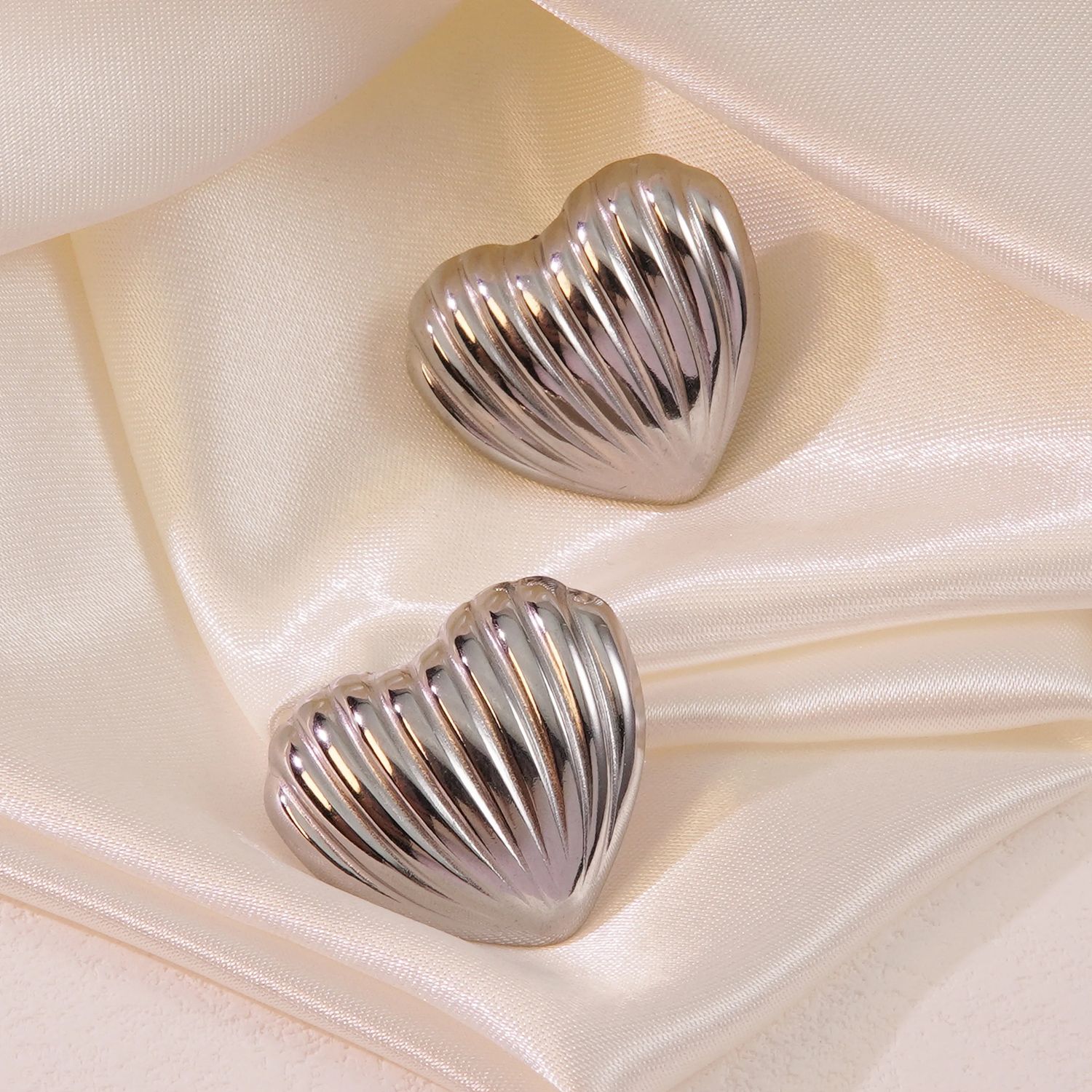 Silver heart earrings
