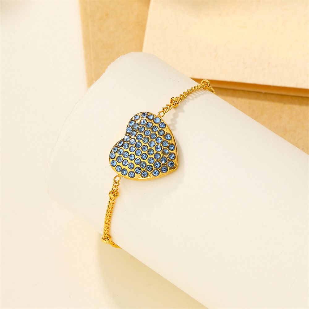 Blue heart gold bracelet