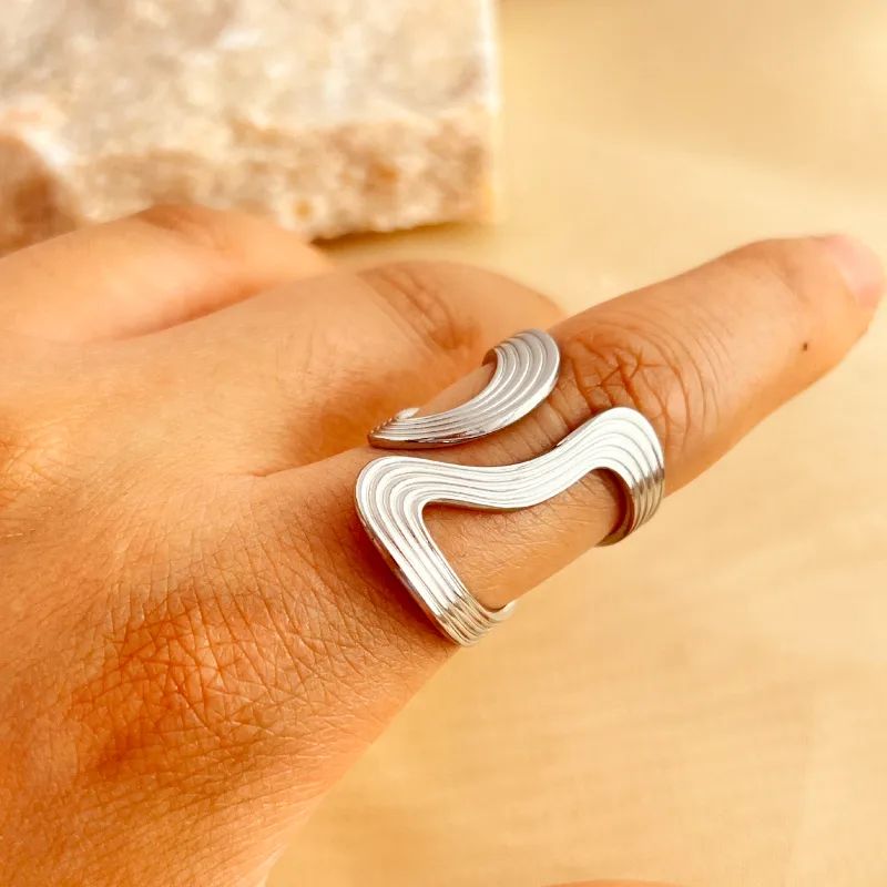 Twig silver ring