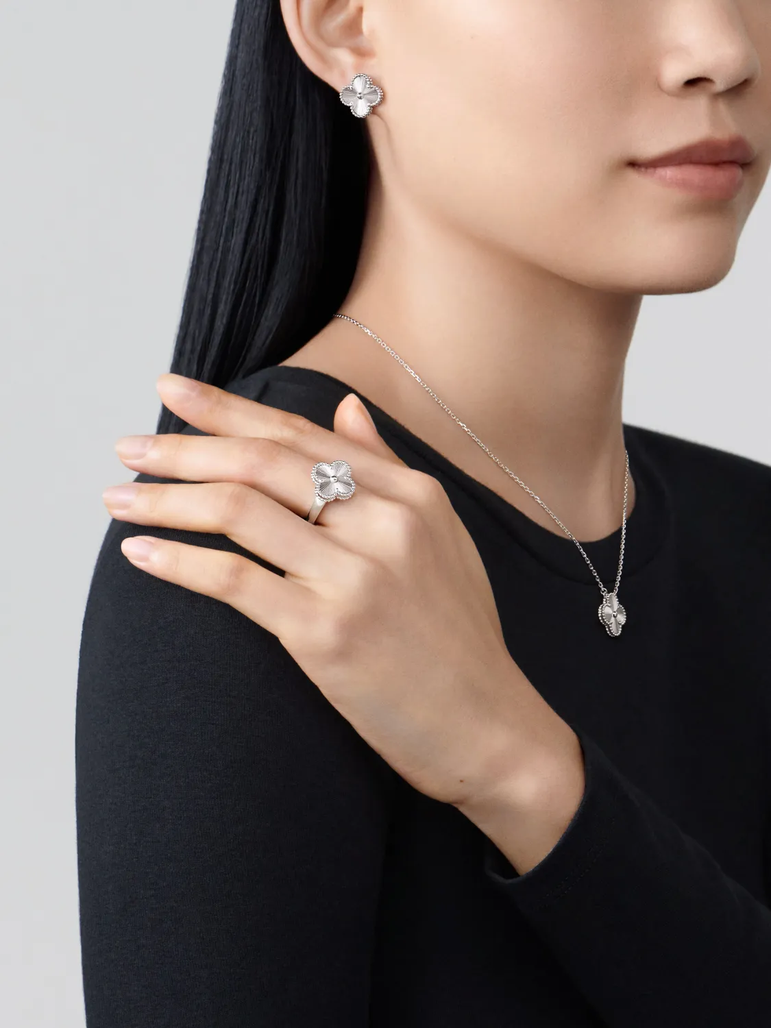 Van cleef stud earrings silver
